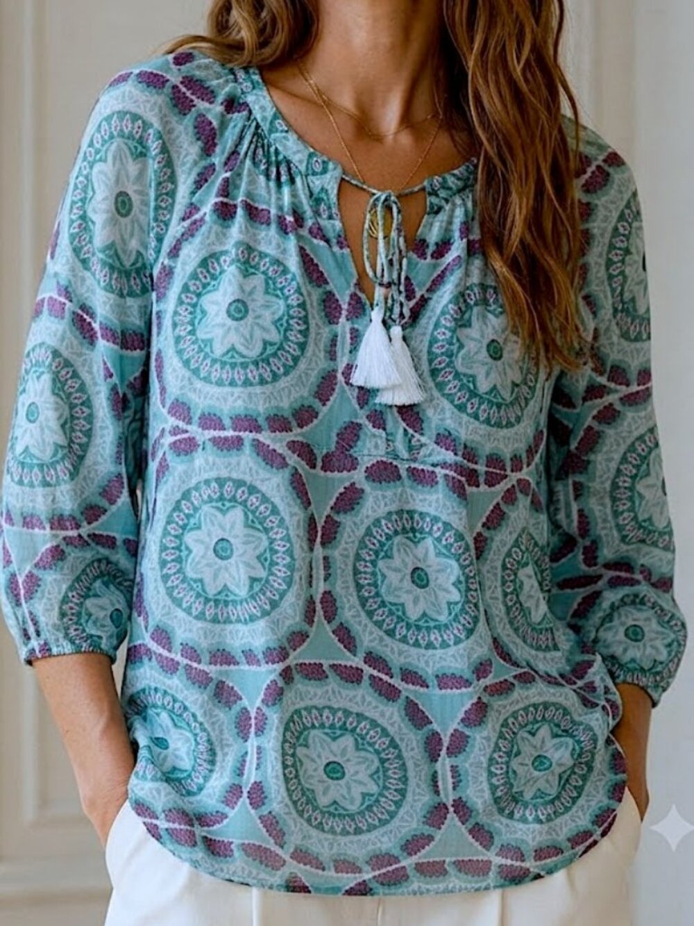 Jude Connally Women’s Katarina Medallion Seamist Women's Cotton Top Size Small